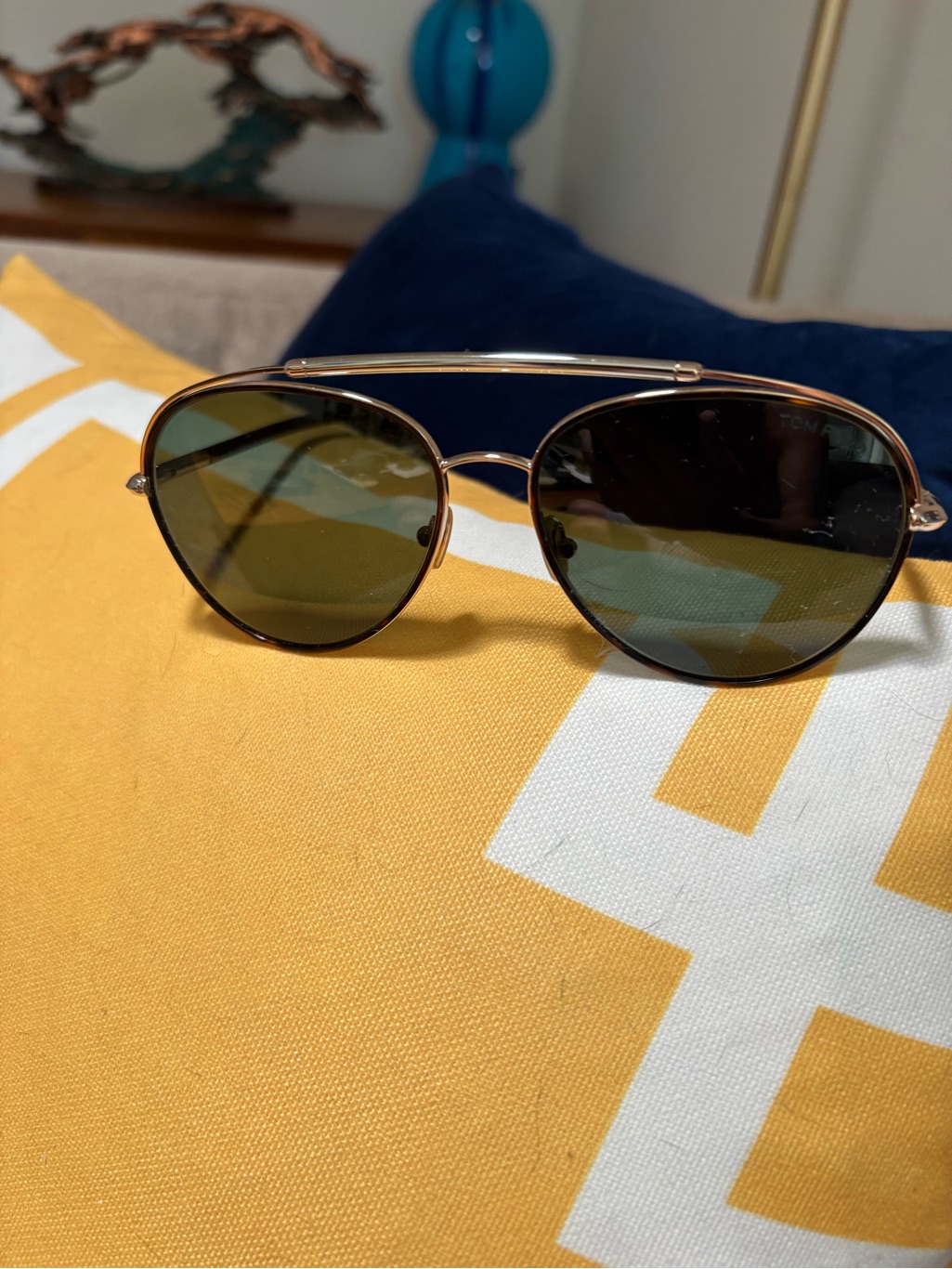 Tommy Hilfiger Gold Frame Aviator Sunglasses With Green Lenses